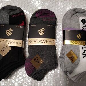 WOMENS ROCAWEAR SOCKS-3 SETS OF 5--15 PAIR LOW CUTS-NEW